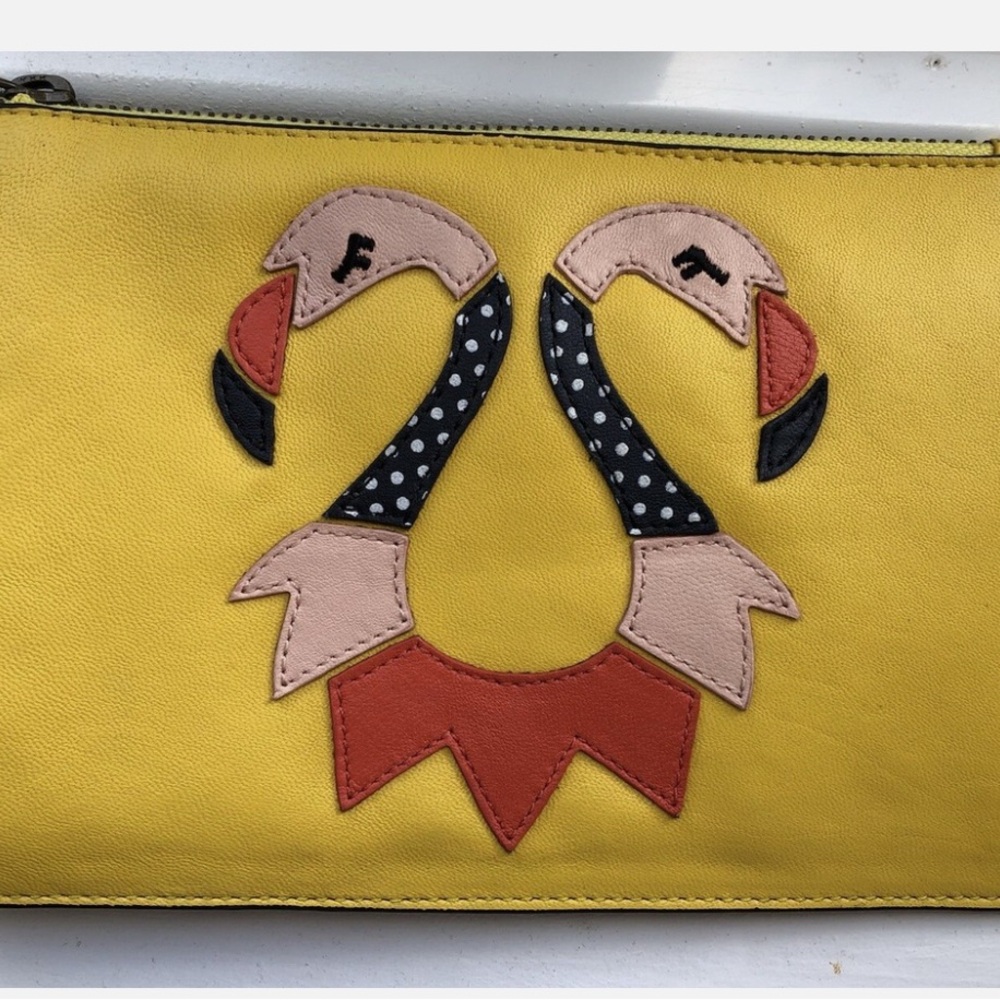 Anthropologie Yellow Flamingo Clutch-Gemini - Picture 5 of 5